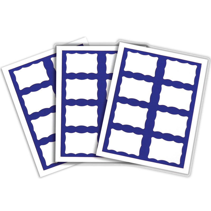 C-Line Pressure Sensitive Inkjet/Laser Printer Name Badges, Blue Border, 3.38 x 2.33 Inches, 200 Labels per Box (92365) - Image 1